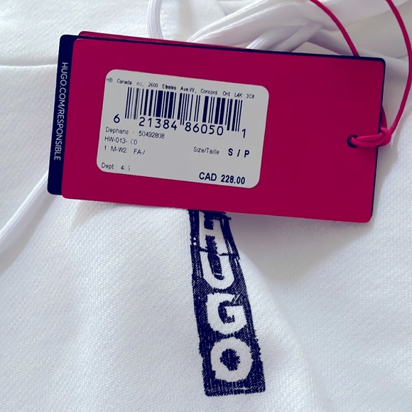 HUGO COTTON-TERRY CROPPED HOODIE WITH VERTICAL LOGO - Picture 6 of 6